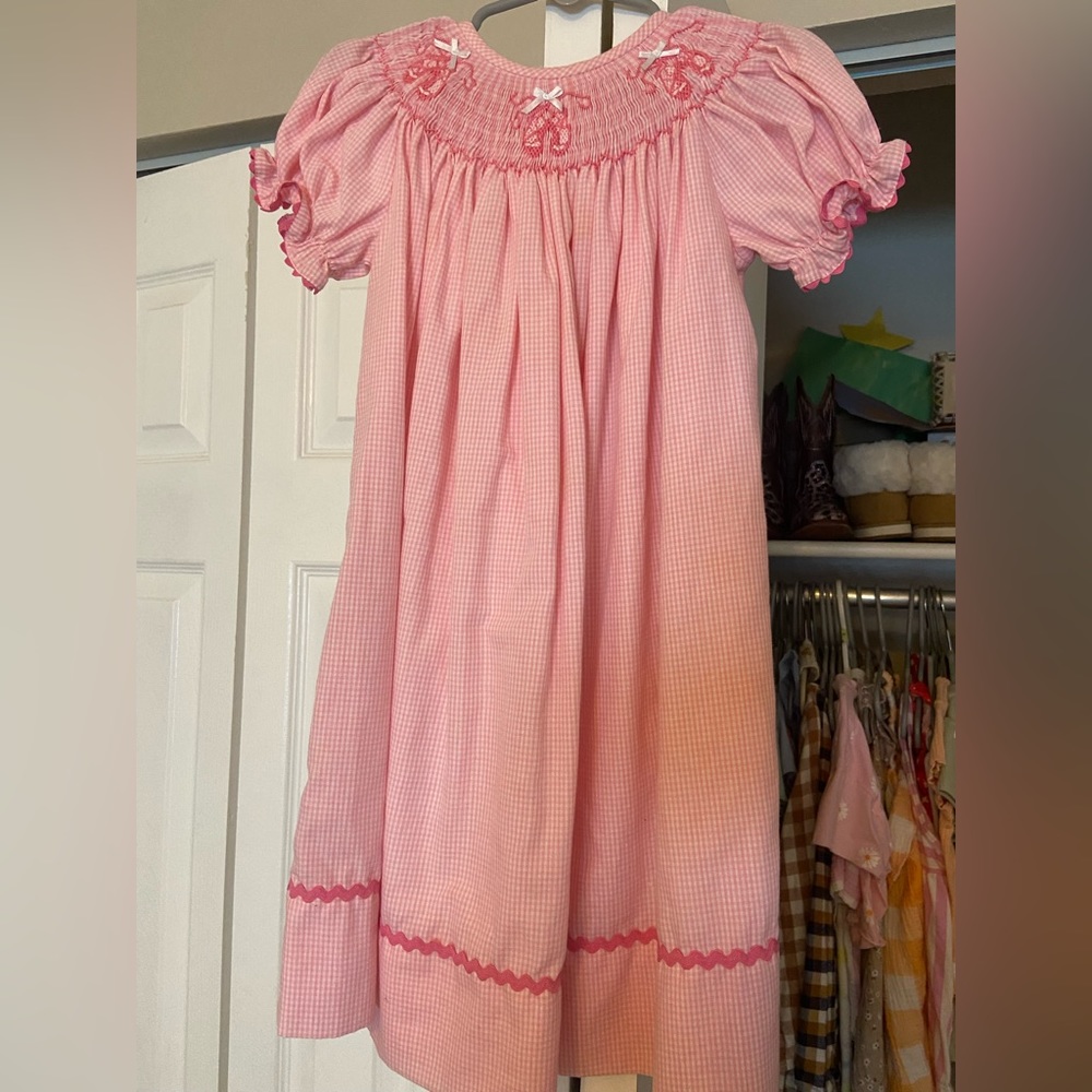 Pink smocked ballet shoes dress